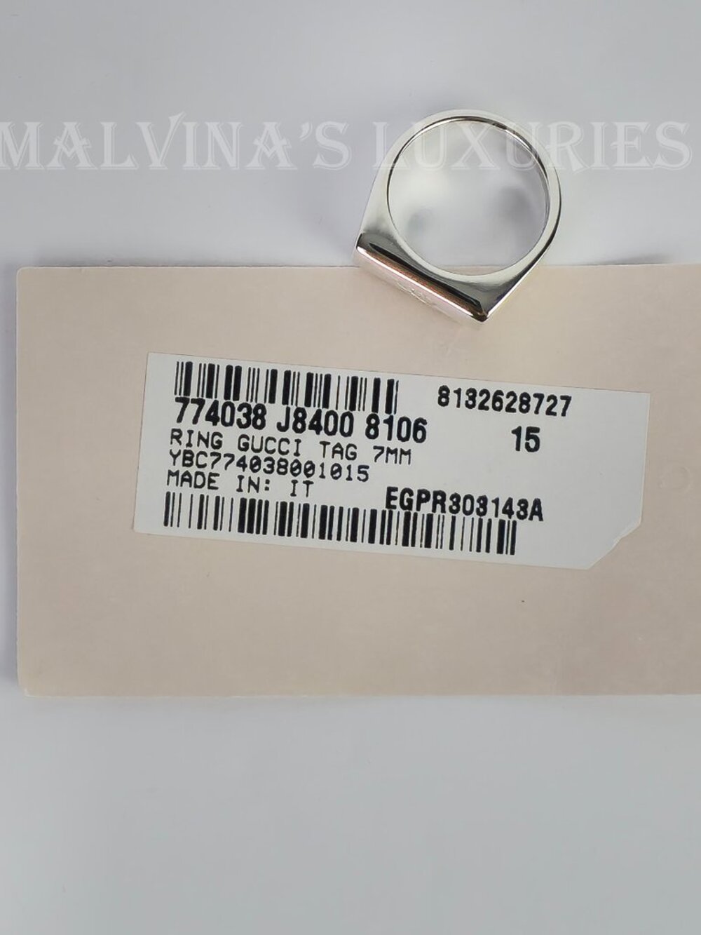 GUCCI RING STERLING SILVER GG LOGO TAG925 COLLECTION UNISEX sz 15 US 7 1/4 - Picture 15 of 16